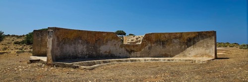 Ancient concrete ruins under a blue sky, Lost Place, Air Defence Position, Aerophone, Parabolic