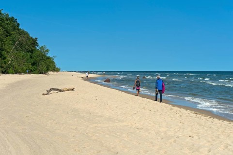 Sandy beach beach on the Baltic Sea coast, Baltic resort Bansin, Usedom Island, Mecklenburg-Western