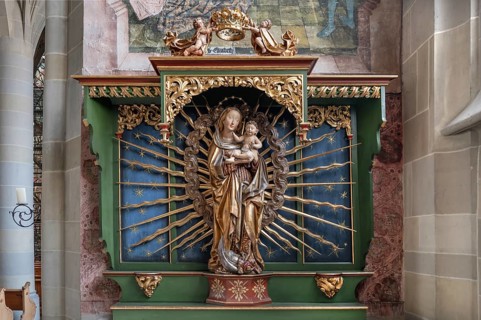 Madonna on the crescent moon, 1510, attributed to Gregor Erhart, side chapel in Überlingen Minster,