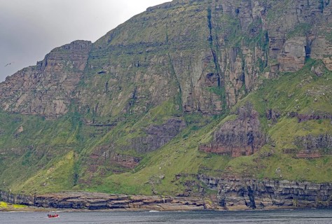 High cliffs next to a calm sea look imposing and majestic, Hoy, Orkney Islands, Scotland, Great