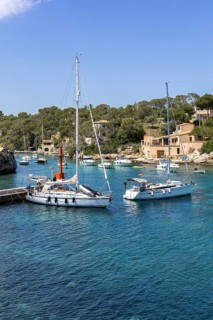 Bay of Cala Figuera on Majorca with sailing boats holiday by the sea trip in Cala Figuera, Spain