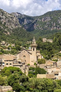 Valldemossa village on Majorca with church Holiday at the Serra de Tramuntana Travel in