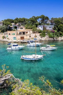 Bay of Cala Figuera on Majorca with boats holiday by the sea trip in Cala Figuera, Spain