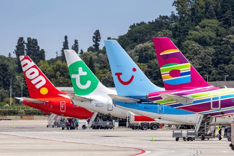 Aircraft tail units at Rhodes Airport, Greece