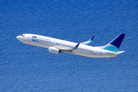An ASL Airlines Boeing 737-800 aircraft with the registration F-HIXA at Rhodes Airport, Greece