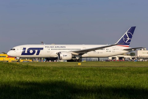 LOT Polish Airlines Boeing 787-9 Dreamliner aircraft with registration SP-LSD at the airport in
