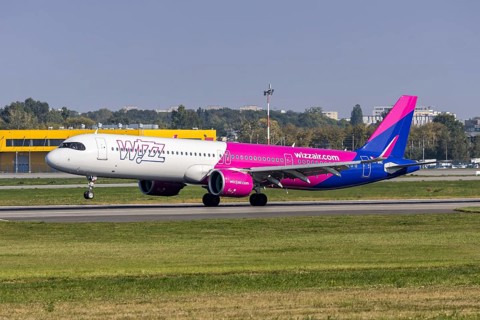 A Wizzair Airbus A321neo aircraft with the registration 9H-WNC at the airport in Warsaw, Poland