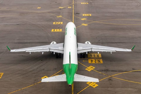 An EVA Air Airbus A321 aircraft with registration number B-16212 at Chek Lap Kok Airport (HKG) in