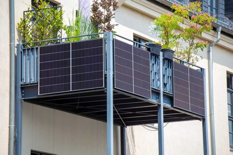 Balcony power plant on an apartment building