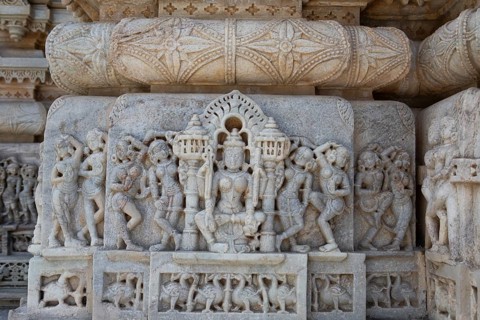 Marble carvings, Parshwanath Jain Temple, Ranakpur, Rajasthan, India