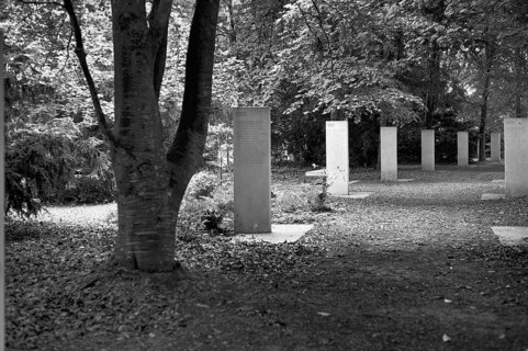 Stelae at the Mémorial des Réporters, memorial to the freedom of the press, memorial to journalists