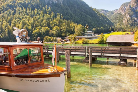 Ship St. Bartholomä, Königssee, mountain lake in the municipality of Schönau am Königssee, district