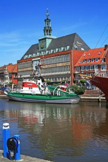 Ratsdelft, museum cruiser Georg Breusing, town hall, Emden, Germany