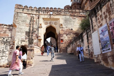 Tor tor to the fortress Mehrangarh or Meherangarh, Jodhpur, Rajasthan, India