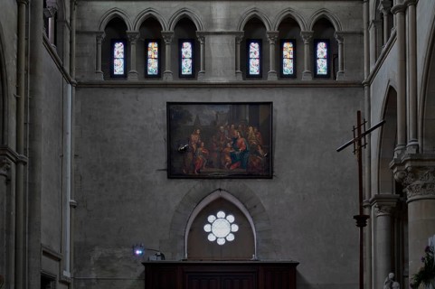 Sacred painting, interior, Cathedral Église Notre-Dame, Épernay, Champagne, Marne, France