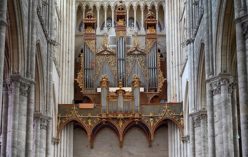 Interior view, west gallery, main organ, Cathédrale Notre-Dame d'Amiens, Amiens, Somme, France
