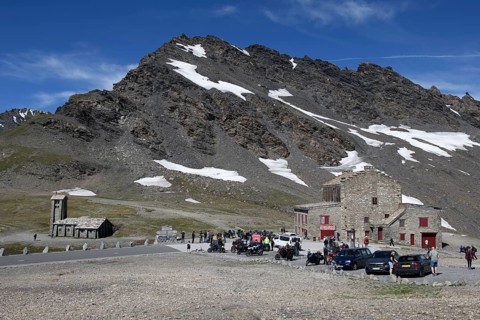 View of pass summit from pass road alpine road mountain road highest passable 2764 2770 metre high