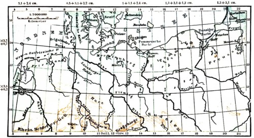 North German Plain, historical geographical map, topography, North Sea, Baltic Sea, Mecklandburg,