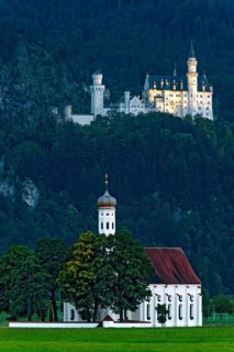 Pilgrimage church of St Coloman, Baroque, Neuschwanstein Castle by King Ludwig II, fairytale castle
