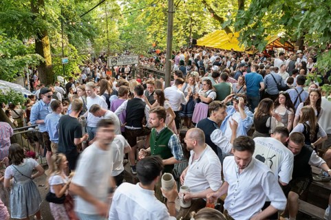 Party mile at the Erlangen Bergkirchweih, traditional twelve-day folk festival, Erlangen, Middle