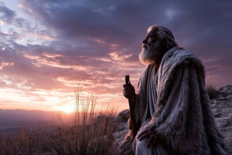 Bible legend of Abraham sacrificing his sun for god, AI generated