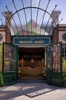 Tasting at the headquarters, head office, hotel, Champagne brand Champagne Perrier-Jouët, logo,