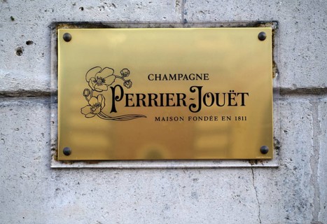 Sign, Company sign, Head office, Headquarters, Champagne brand Champagne Perrier-Jouët, Logo,