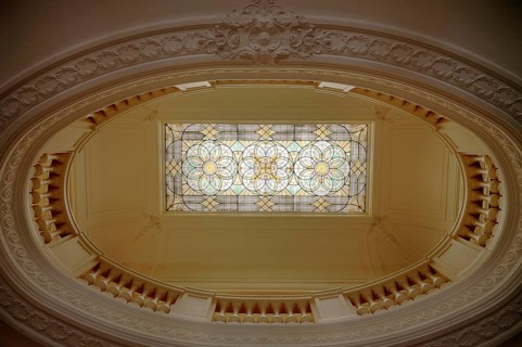 Interior view, ceiling window above staircase, town hall, Hôtel de Ville, Mairie, formerly Hôtel