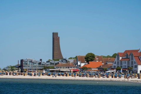 Naval memorial, beach, Laboe, Baltic seaside resort, fjord, Baltic Sea, North Frisia,