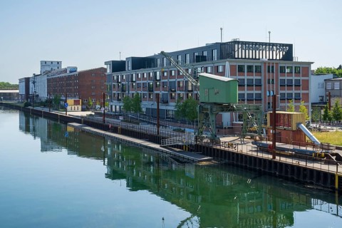 Lensing Media Port, Speicherstraße, canal, harbour, Dortmund, Ruhr area, North Rhine-Westphalia,