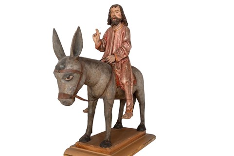 Palmesel in St Briccius Church, on a white background, Wurmlingen, Tuttlingen district,