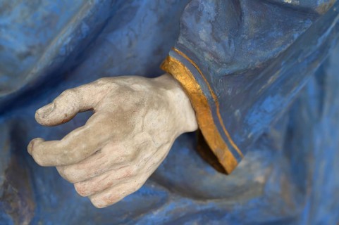 Hand and robe of Christ, detail of the palm donkey, around 1490, St John's parish church,