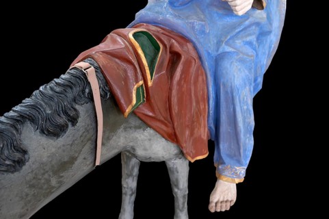 Donkey blanket and robe of Christ, on a black background, detail of the palm donkey, around 1490,