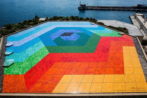 Roof of the auditorium, mosaic, artist Victor VASARELY, Monte Carlo, Cote d'Azur, Monaco
