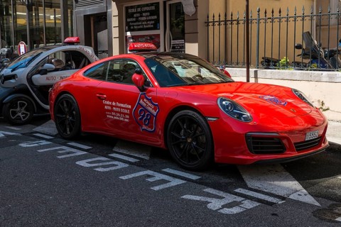 Red Porsche, driving school, Monte Carlo, Cote d'Azur, Monaco