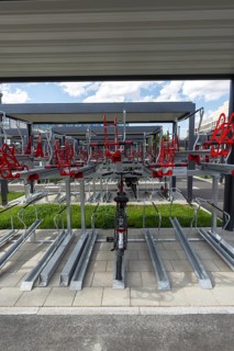 Bicycle parking facility, Ulm, Swabian Alb, Baden-Württemberg, Germany