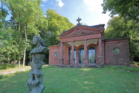 Caroline Hall built in 1763 with monument to Landgravine Karoline Henriette, wife of Landgrave