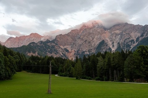 Kamnik-Savinja Alps, Alpenglow, Zgornje Jezersko, Slovenia