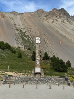 At Alpine pass Col de l'Izoard d'Izoard 2360 metres high road pass at pass summit of mountain road