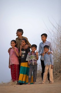 Indian desert dwellers in the Thar Desert or Great Indian Desert, near Jaisalmer, Rajasthan, India