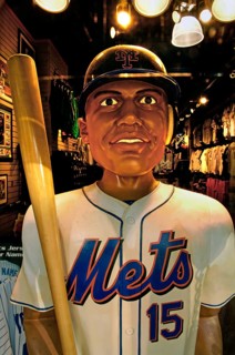 Baseball figure in a sports shop, New York City, USA