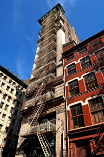 Residential tower with fire escapes, Downtown, New York City, USA