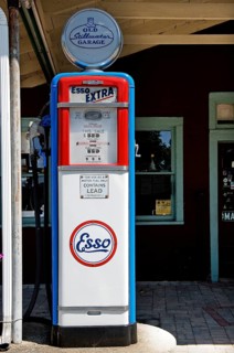 Old Esso petrol pump by the road, Swartswood, Sussex, New Jersey, USA
