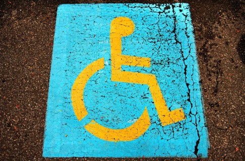 Sign for disabled parking space, Marksboro, New Jersey, USA