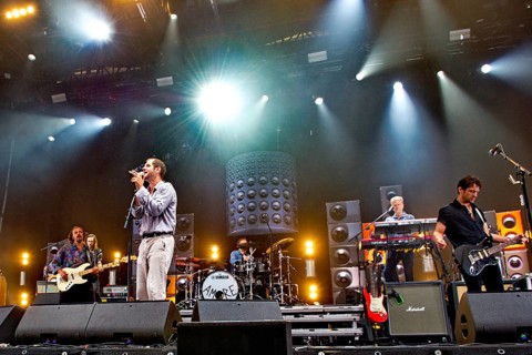 Marco Michael Wanda, singer, Manuel Christoph Poppe, guitarist, Reinhold Weber, bassist, from WANDA
