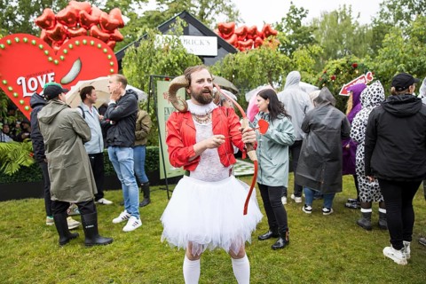 Cupid with bow and arrow at the Lollapalooza Festival in the Olympiastadion and on the Maifeld,