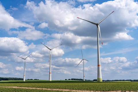 Rheurdt wind farm, south of Ismus, 3 Enercon E-115, behind Enercon E-160 WTGs, wind turbines, North