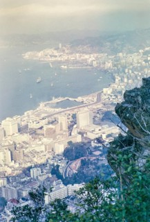 View from the Peak over Victoria and harbour dockyard, Hong Kong, Asia, 1964