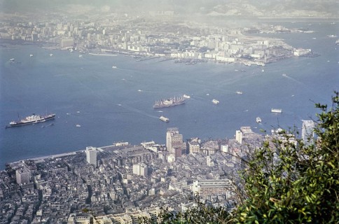 View from the Peak to Tsim Tea Tsui, Hong Kong, Asia, 1964