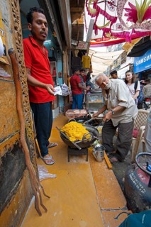 Indian man frying local sweet in the old town of Jaisalmer, Rajasthan, India